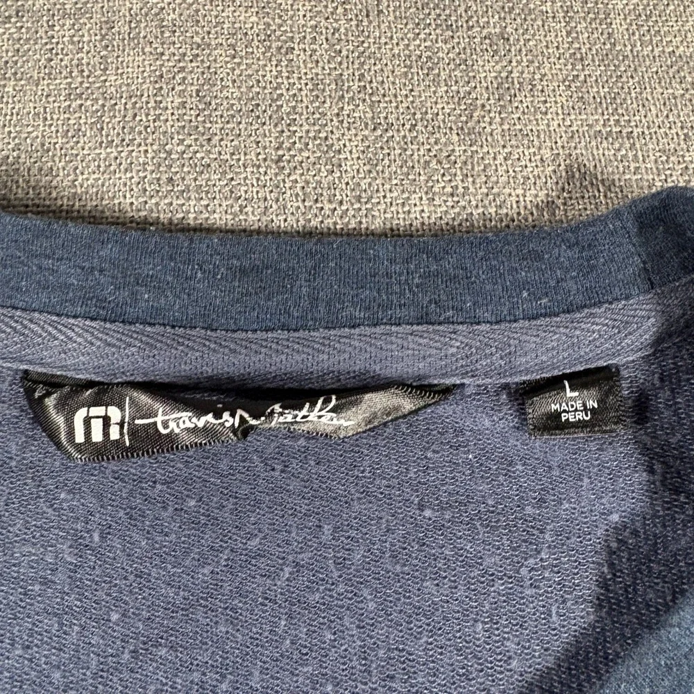 TravisMathew Sweatshirt Men Large Blue Heathered Lightweight Crewneck Pima Blend